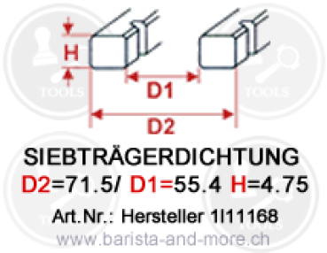 Preview: Siebträgerdichtung Ascaso original (73x57,4x8,3mm)